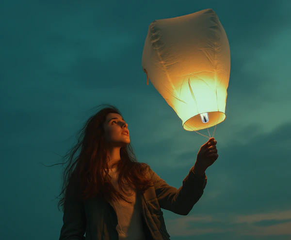 Woman with Sky Lantern