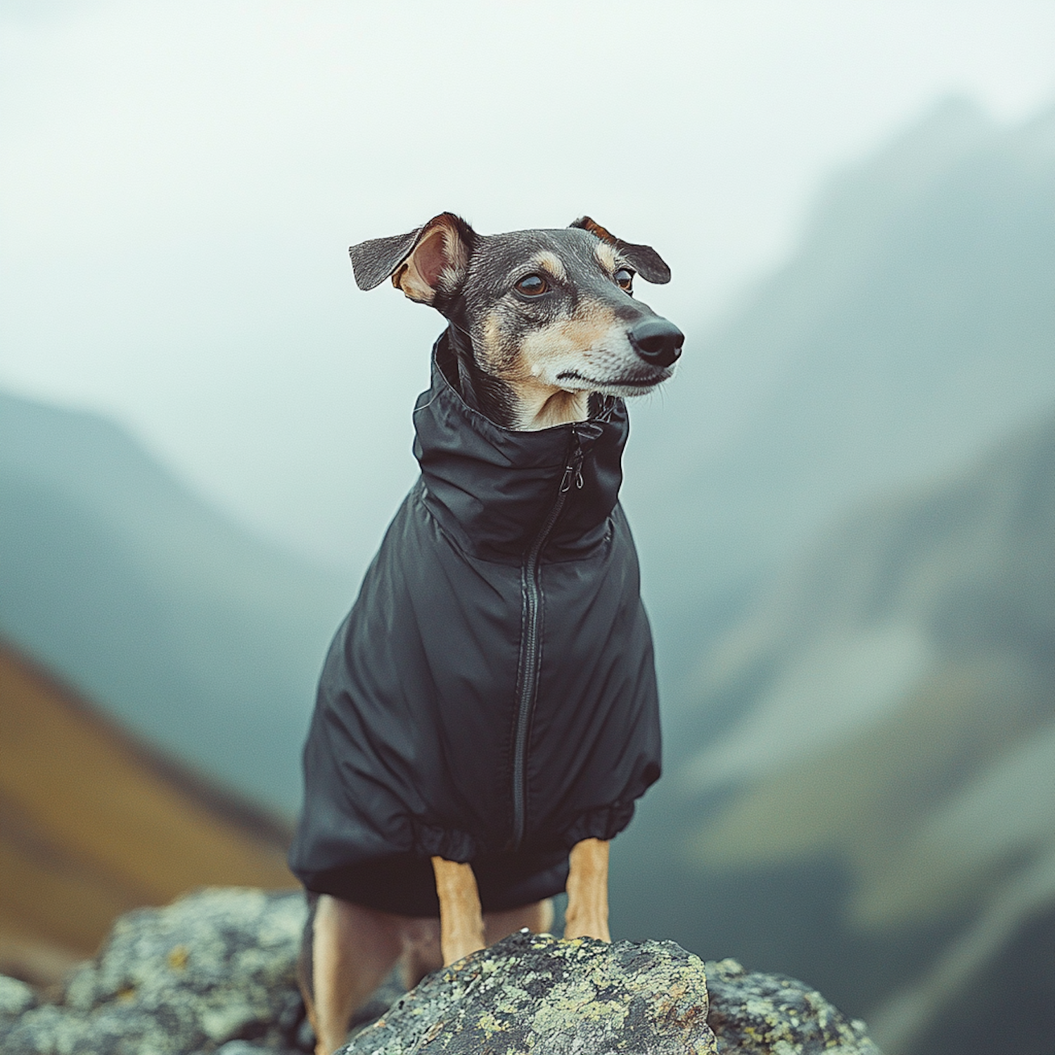 Dog in Mountain Landscape