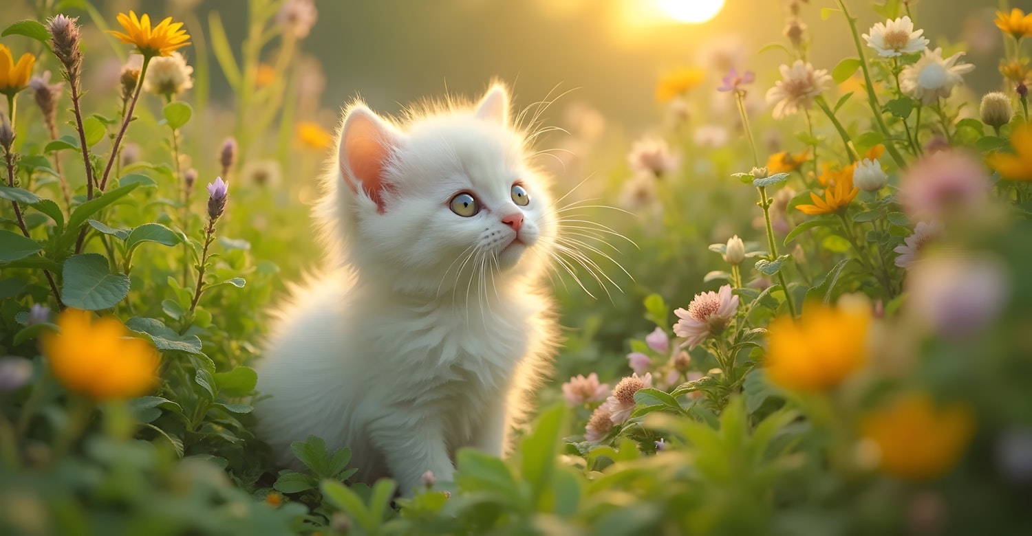 Kitten in Wildflowers