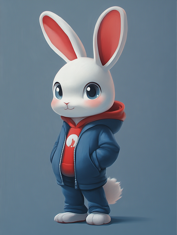 Anthropomorphic Rabbit in Casual Outfit