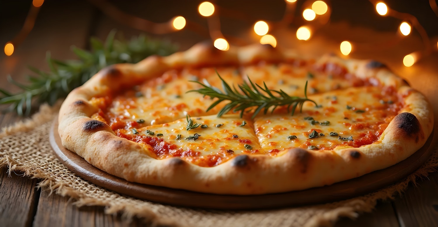 Rustic Pizza on Wooden Surface