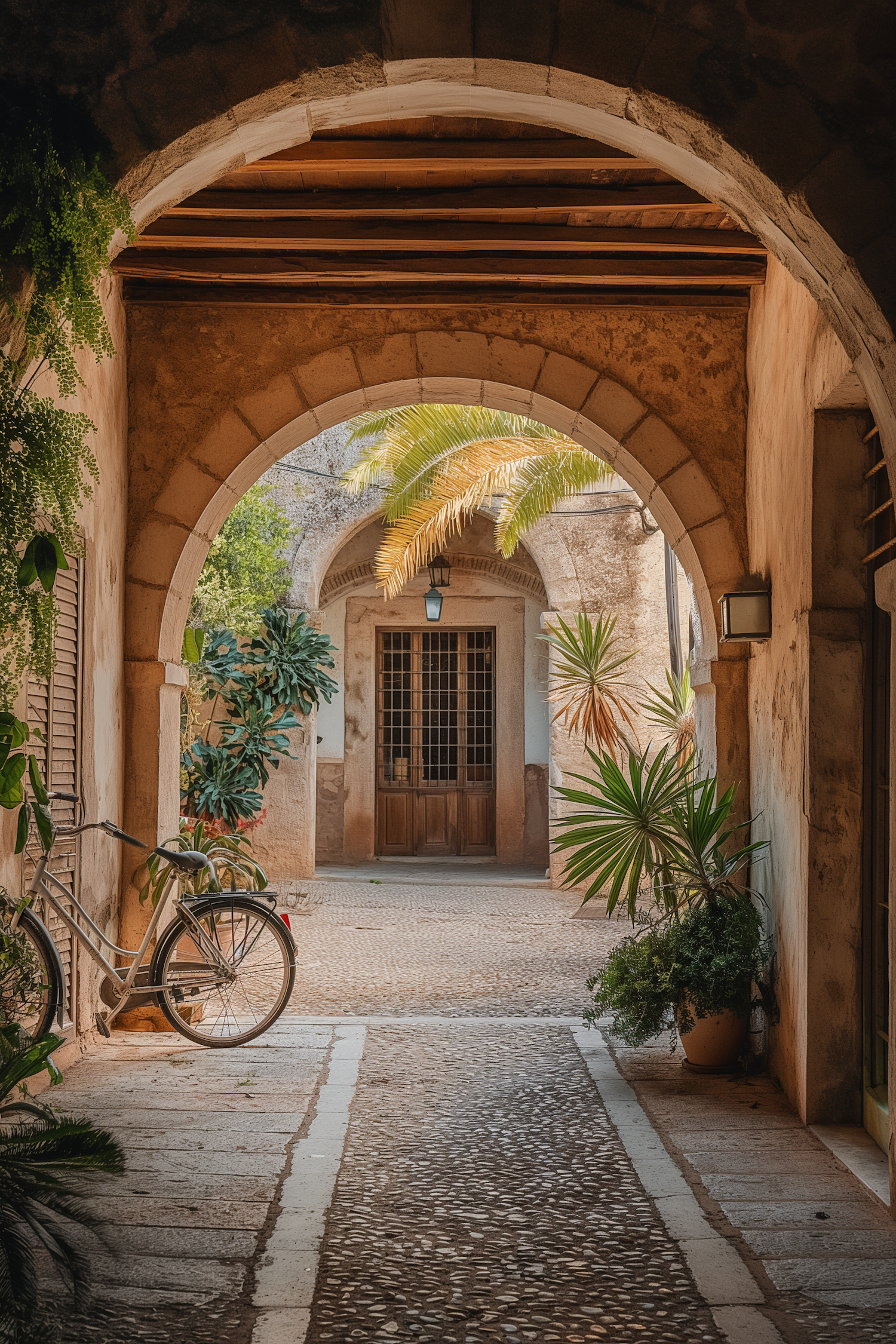 Serene Courtyard with Bicycle