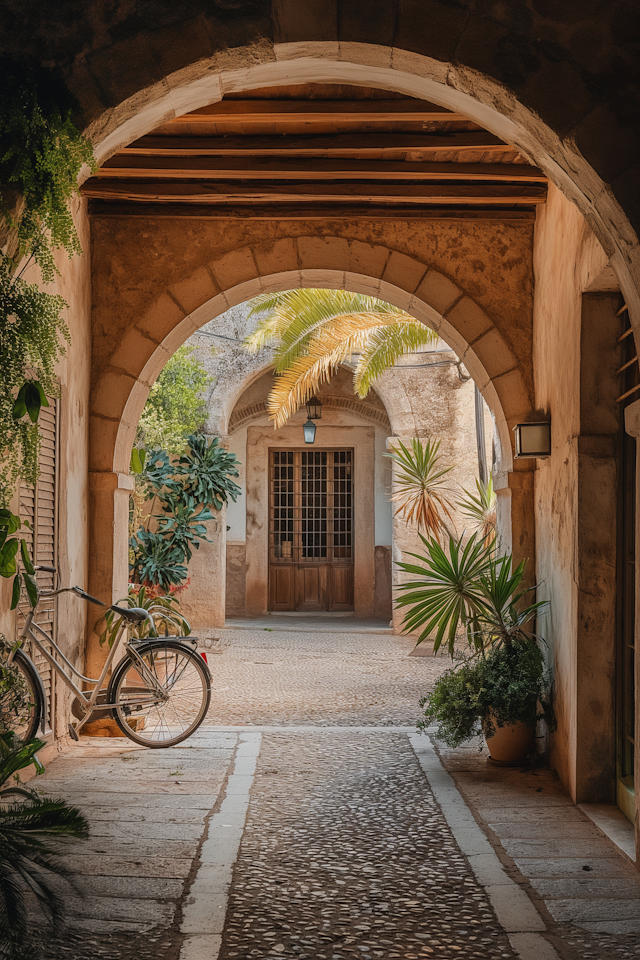 Serene Courtyard with Bicycle