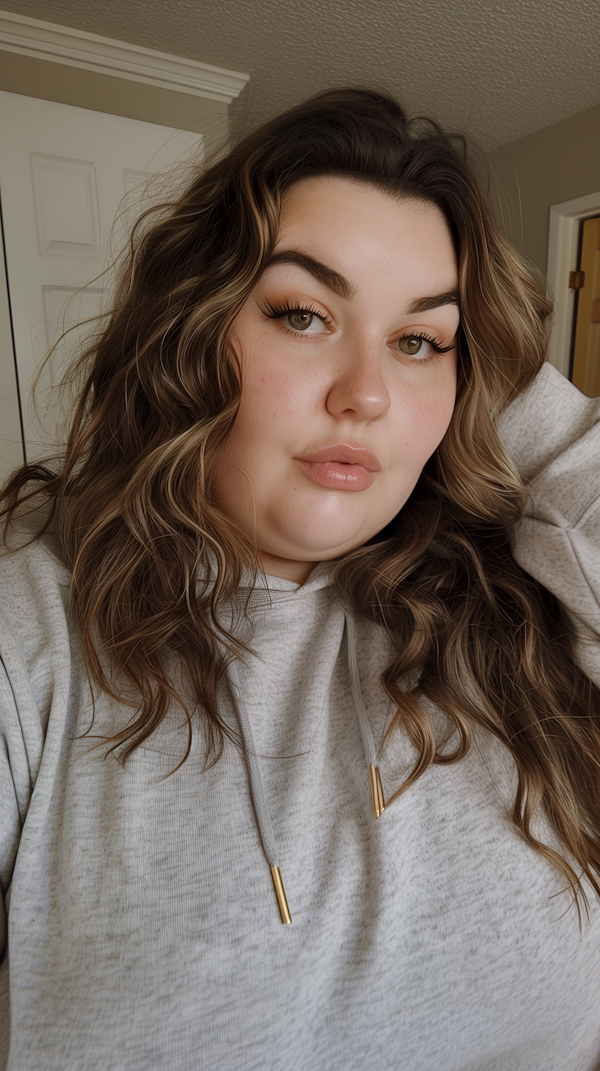 Close-up Portrait of a Young Woman Indoors