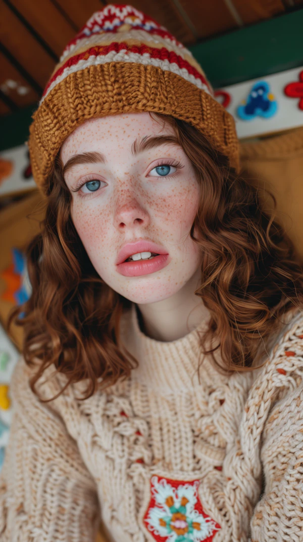 Portrait of a Young Woman with Freckles