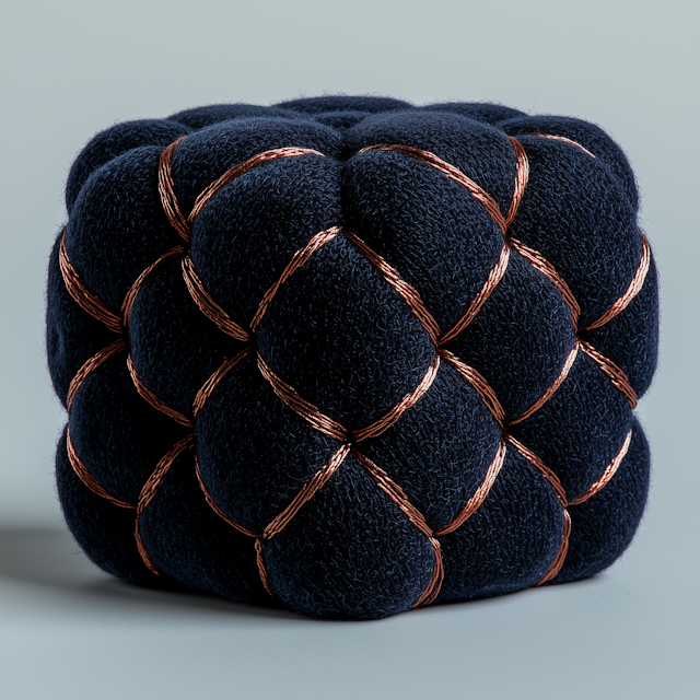 Navy Blue Cube-Shaped Decorative Object