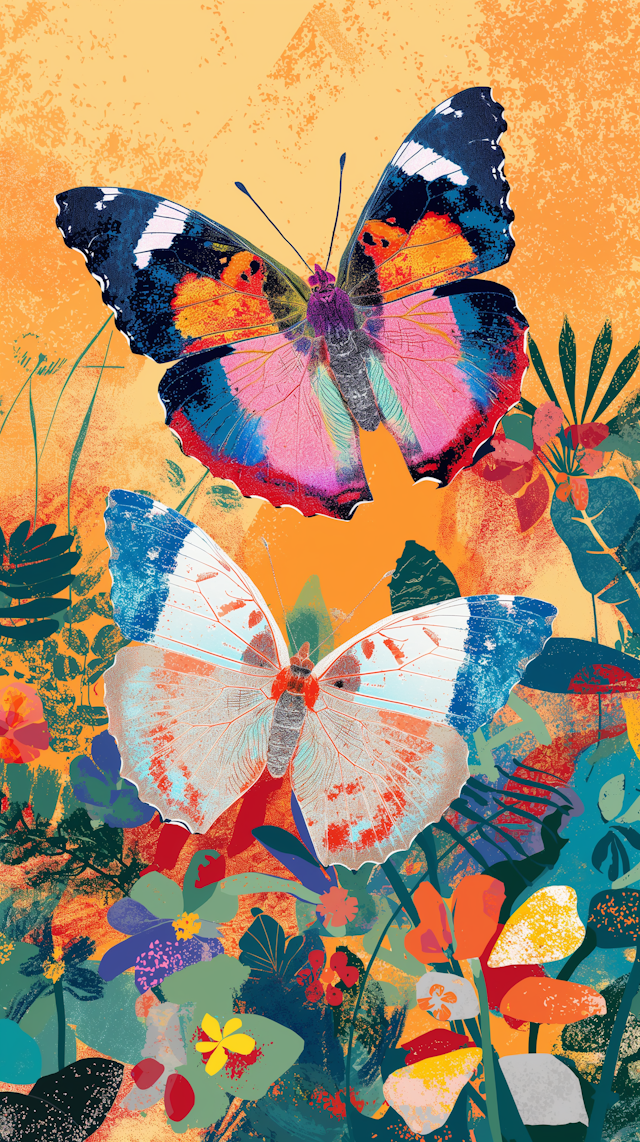 Vibrant Butterflies and Floral Artwork