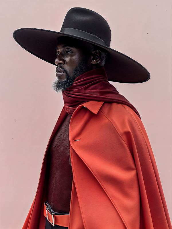 Contemplative Man in Red Cloak