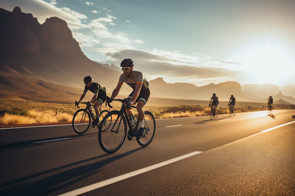 Golden Hour Group Ride Through Scenic Mountains