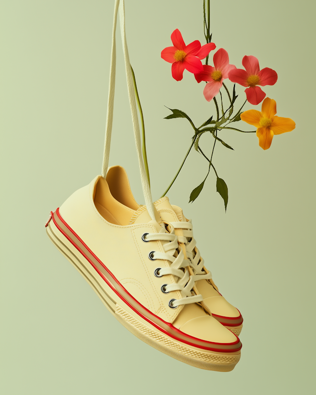 Sneakers and Flowers Composition