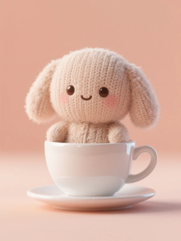 Knitted Bunny in Teacup