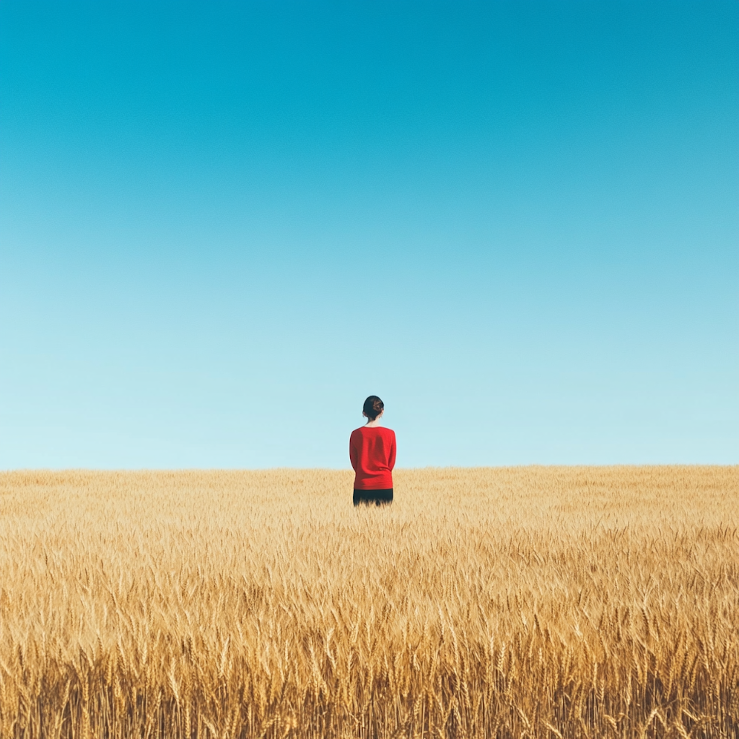 Solitary Figure in Wheat Field