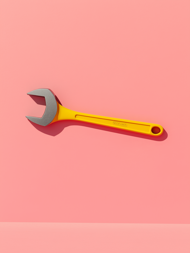 Yellow Wrench on Pink Background