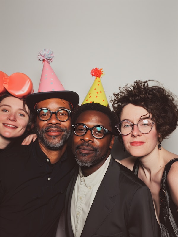 Celebratory Gathering with Party Hats