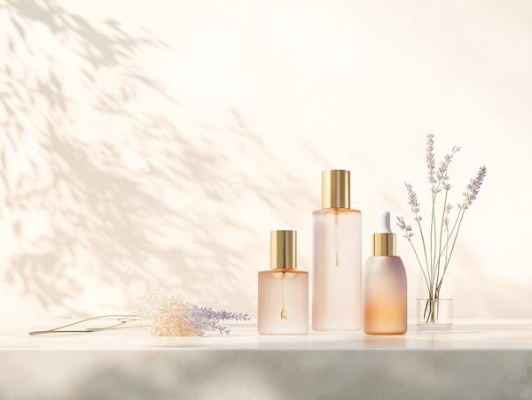 Elegant Cosmetic Bottles with Lavender
