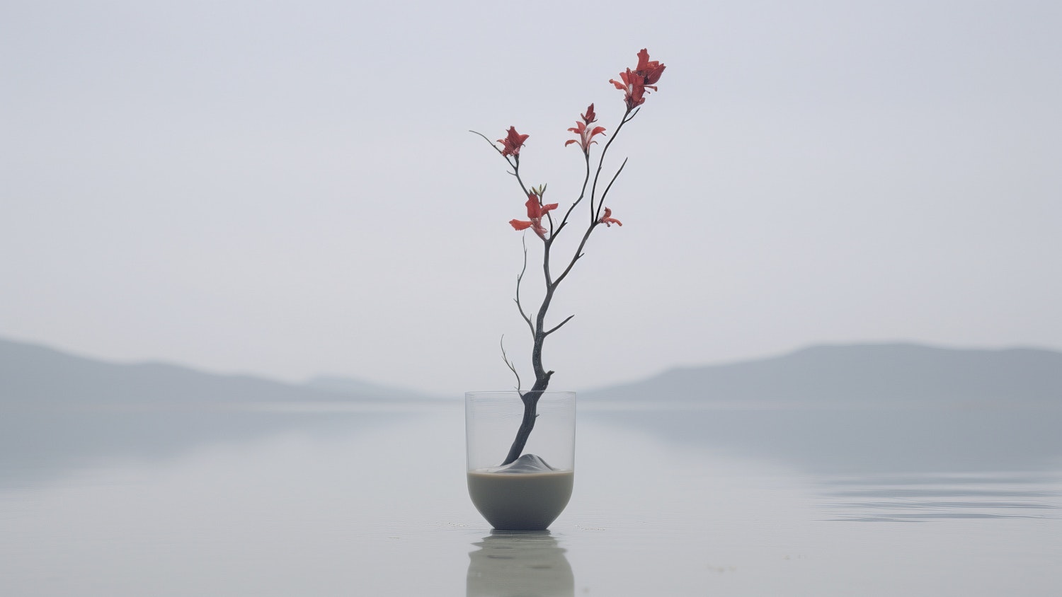 Serene Waterfront Floral Display