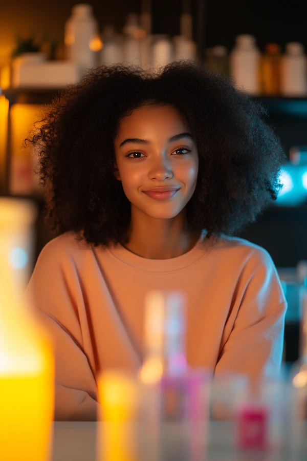 Warm Smile in Cozy Workspace