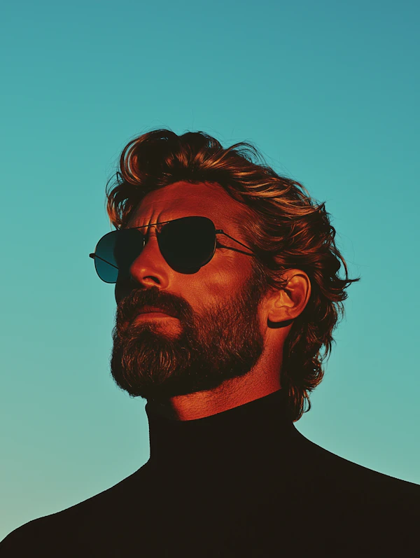 Contemplative Male Profile at Sunset