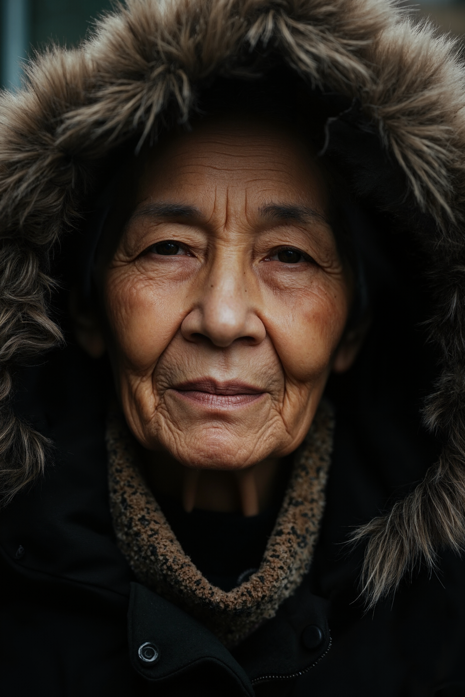 Elderly Portrait with Fur Hood