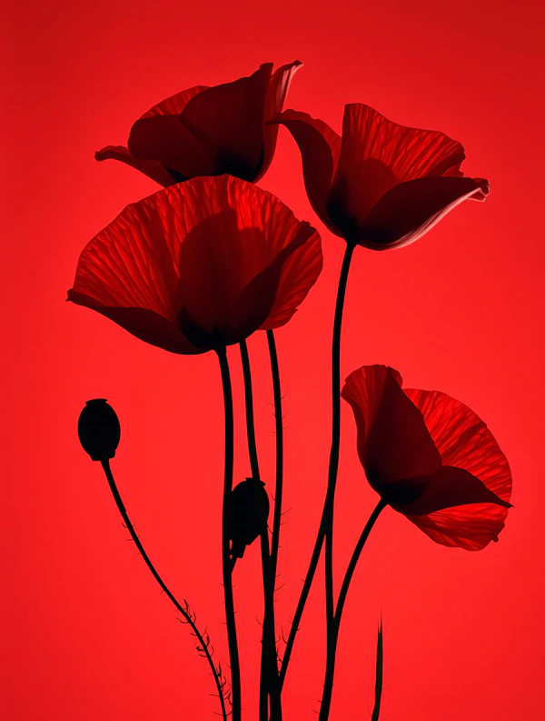 Red Poppy Silhouettes