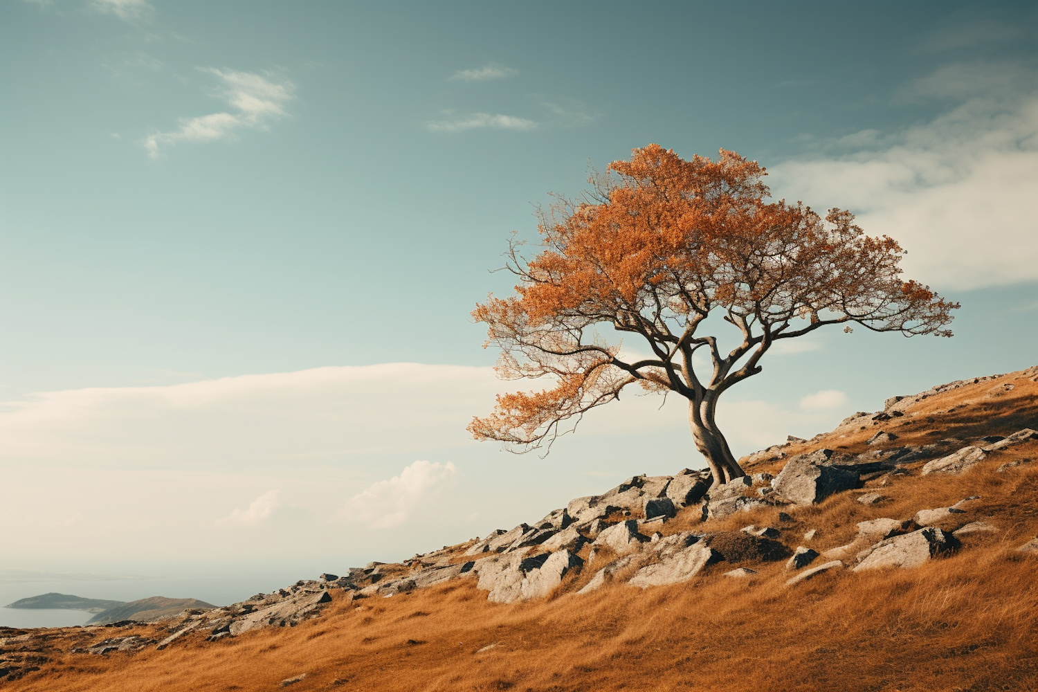 Autumn Resilience: The Lone Tree's Embrace