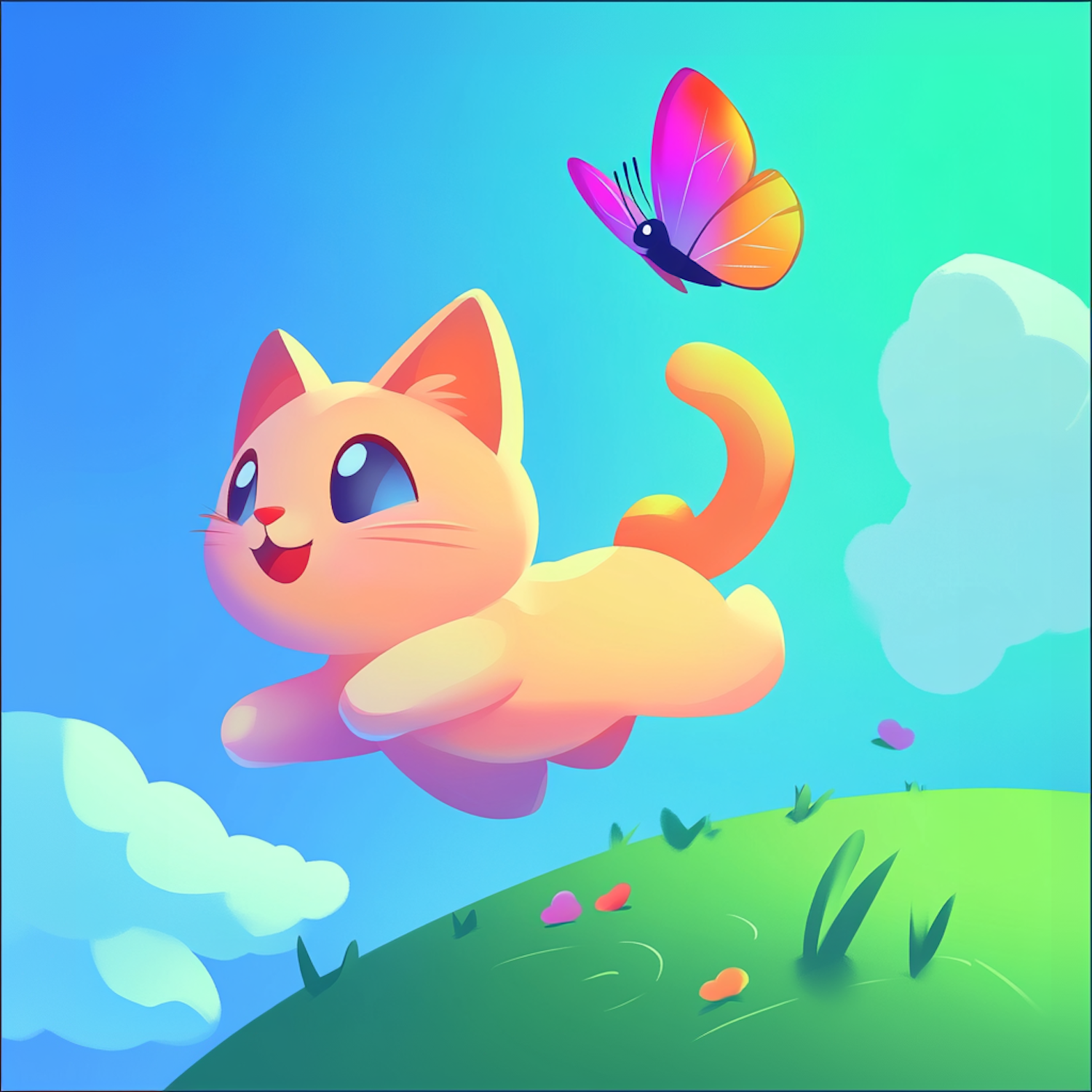 Joyful Orange Kitten Illustration