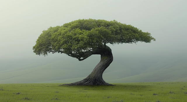 Solitary Majestic Tree in Lush Landscape