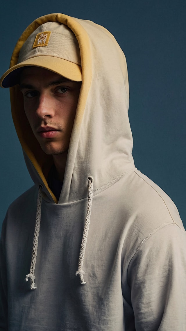 Young Man in Hoodie and Cap