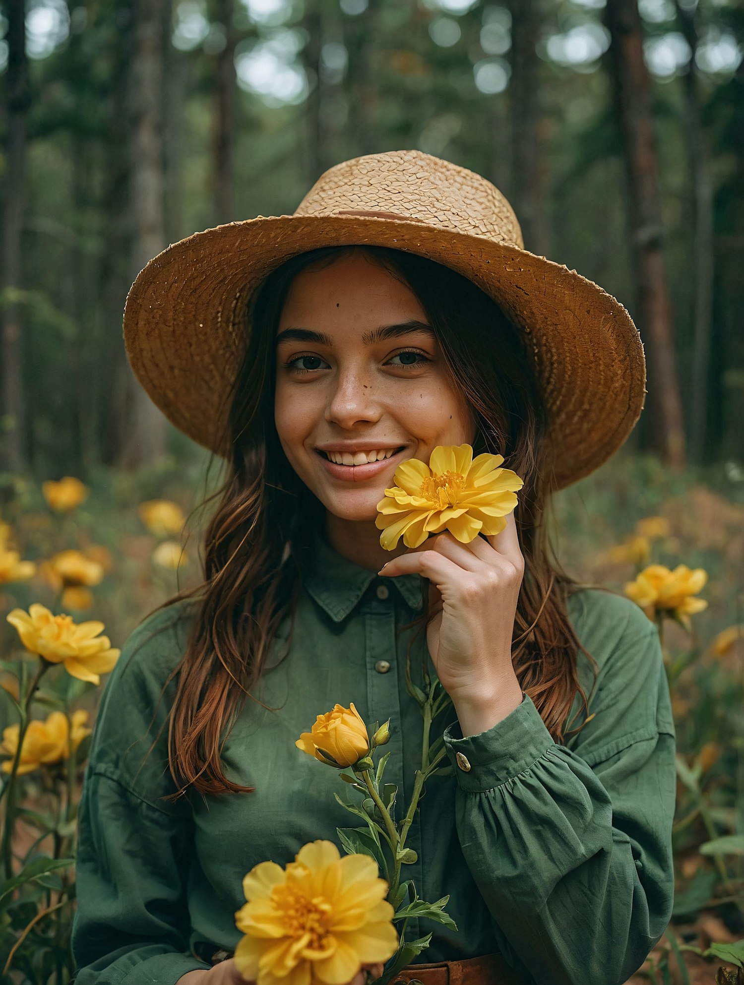 Woman in Flower Field