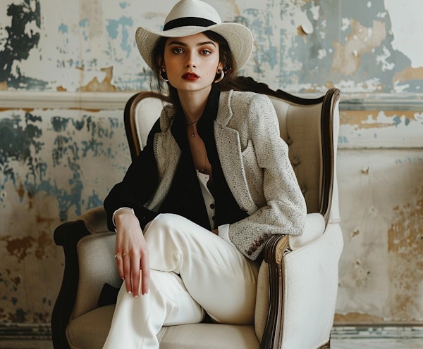 Sophisticated Woman in Antique Chair