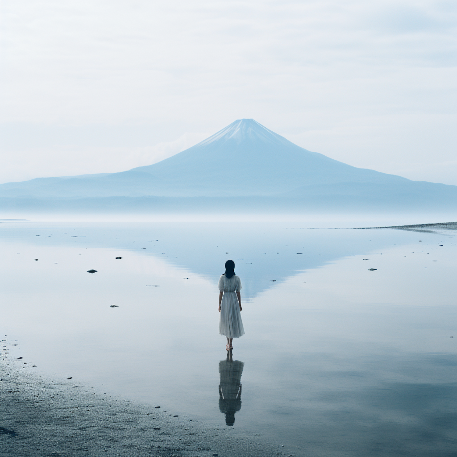 Tranquil Contemplation by the Mountain Lake