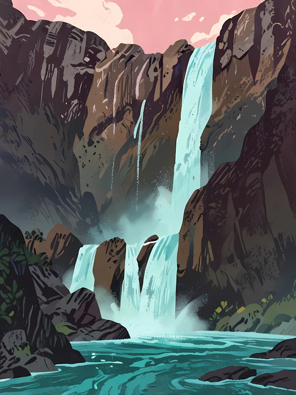 Majestic Waterfall Scene