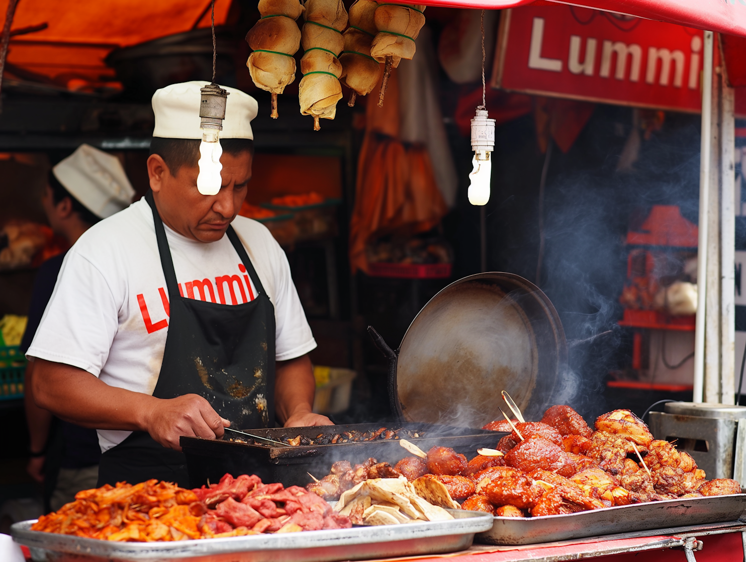 Street Food Vendor at Grill