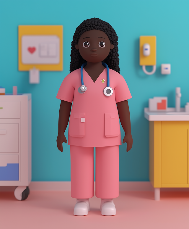 3D Illustration of Black Female Nurse