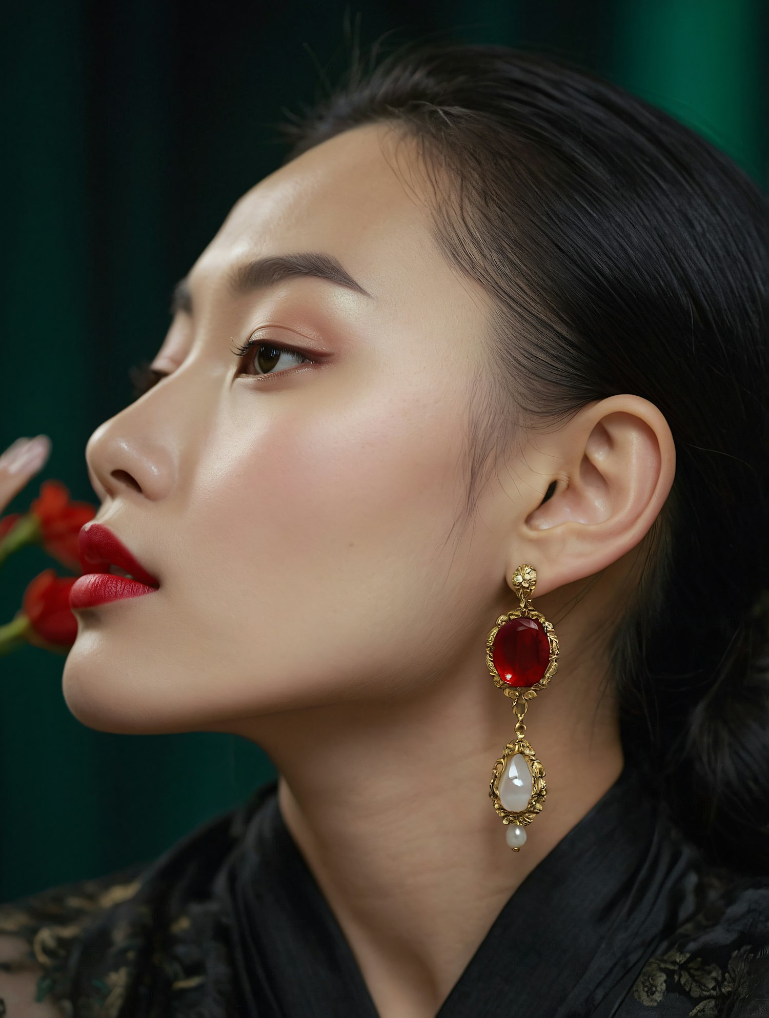 Elegant Woman with Ornate Earring