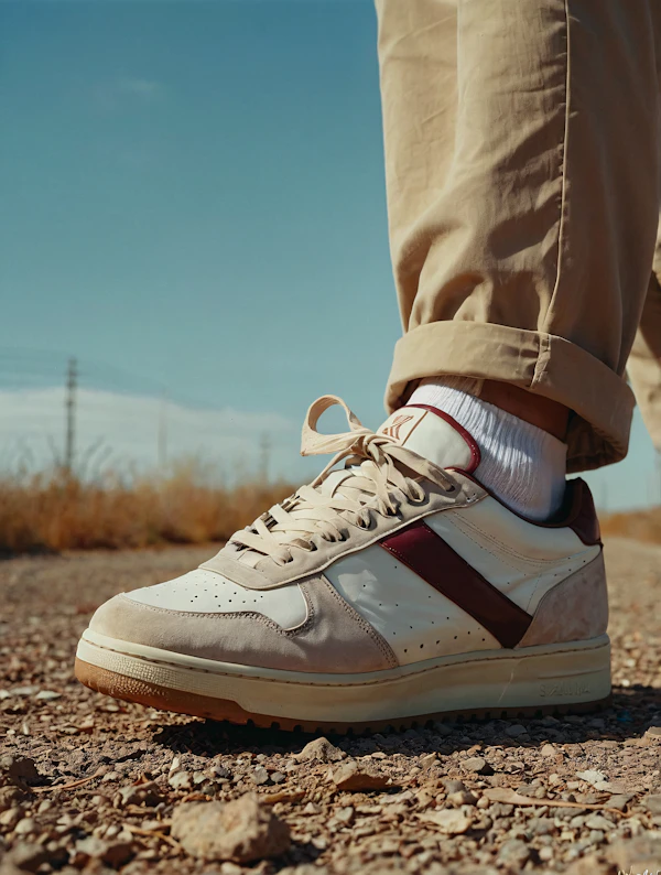 Stylish Sneaker on Gravel Path