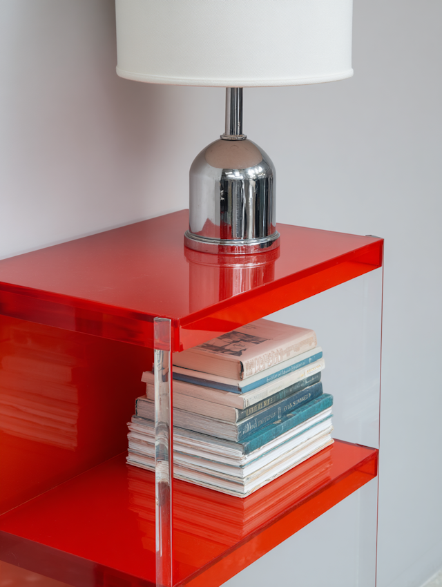Modern Red Shelf Scene