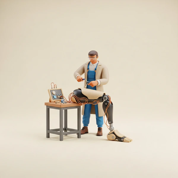 Technician with Robotic Leg