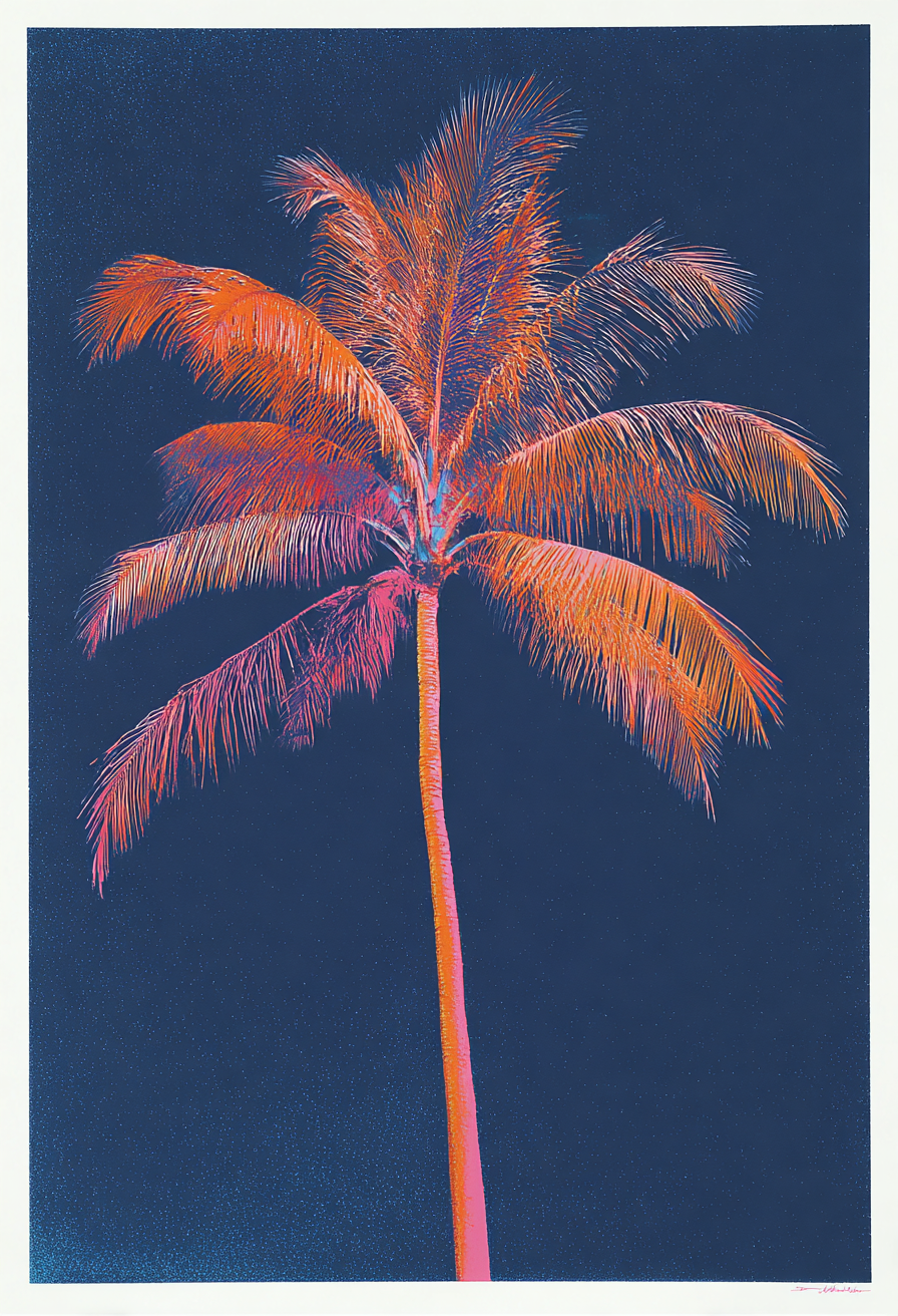 Vivid Palm Tree Art Illustration on Lummi