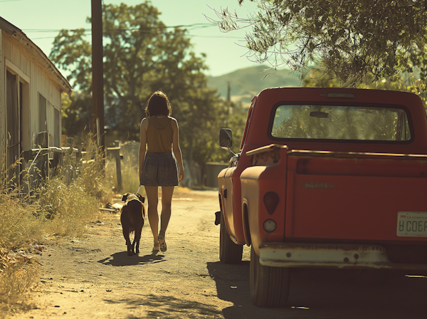 Golden Hour Companionship on a Dusty Road