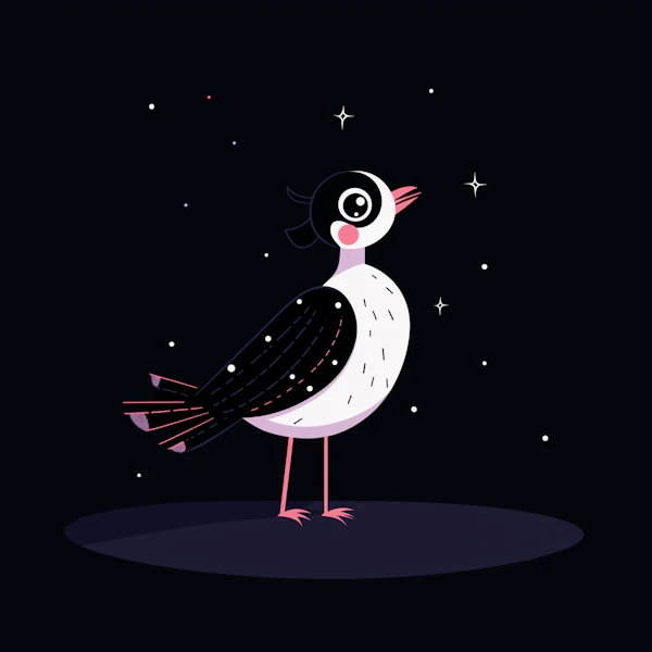 Stylized Bird Under Starry Night