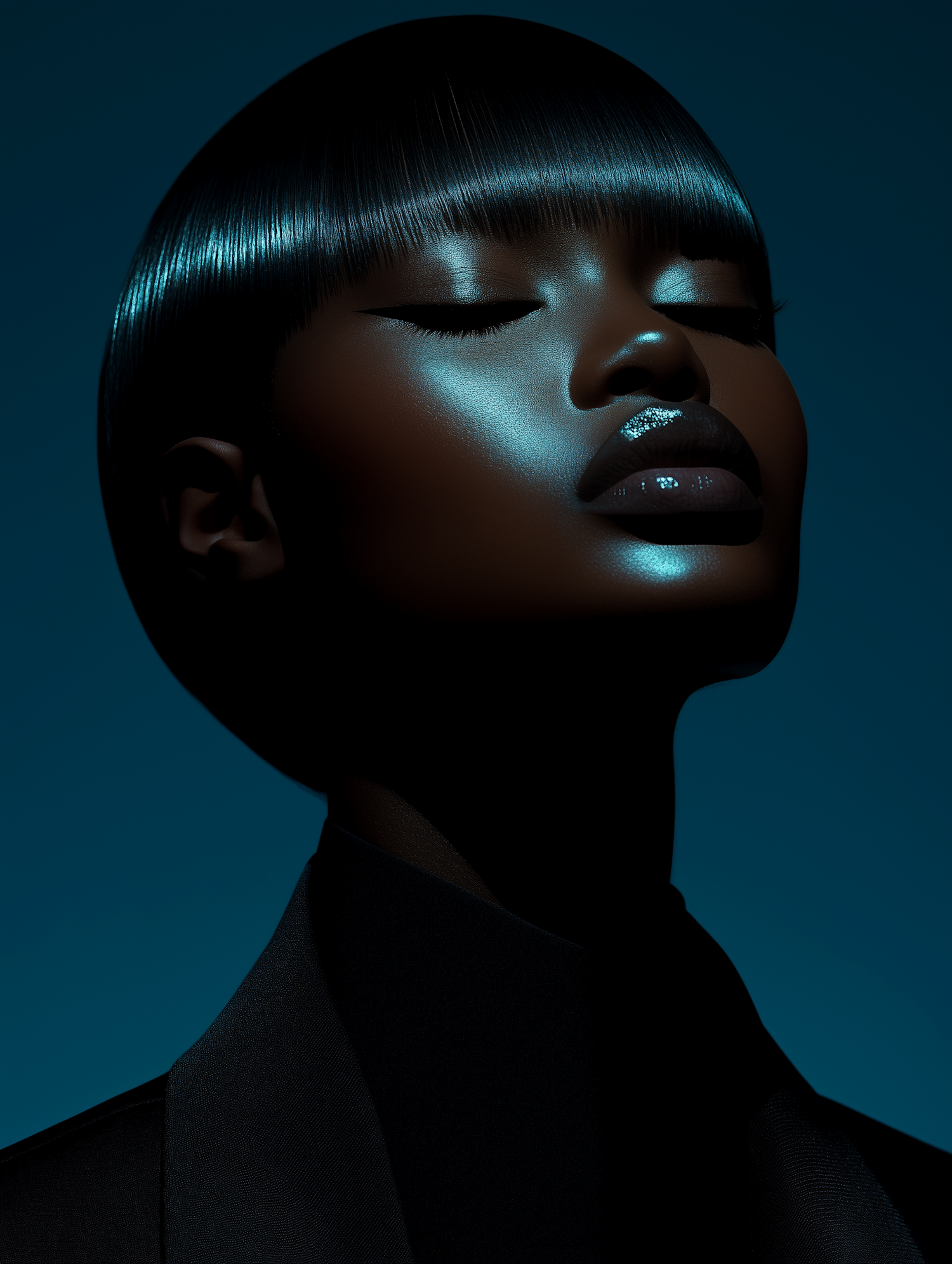 Elegant Portrait with Dark Complexion