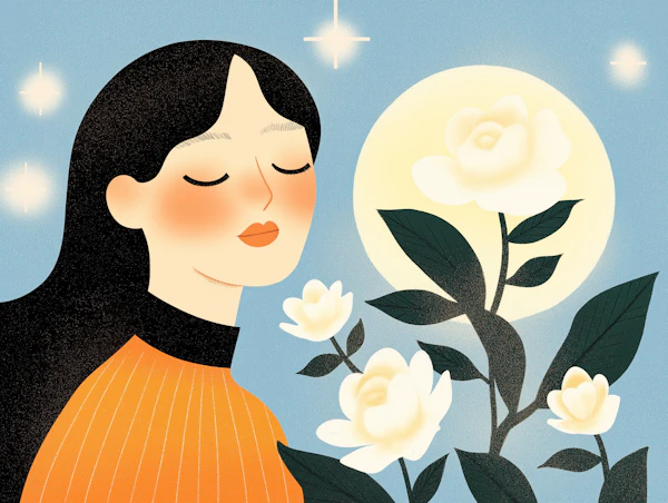 Serene Woman with Flowers