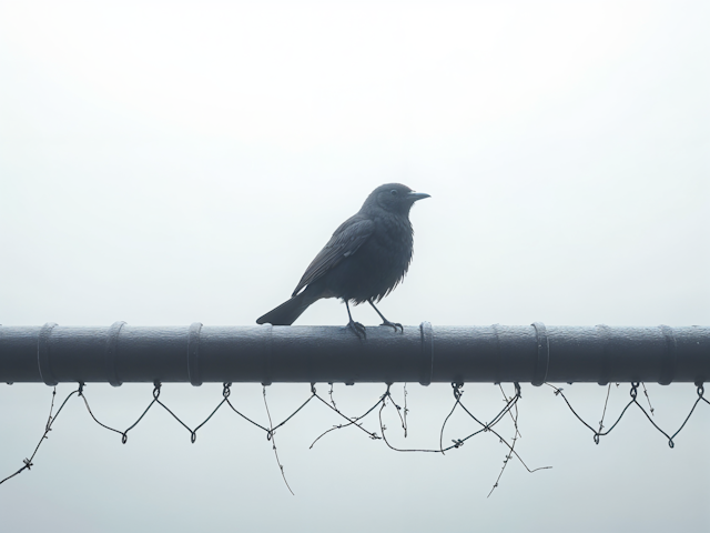 Solitary Bird on Pipe