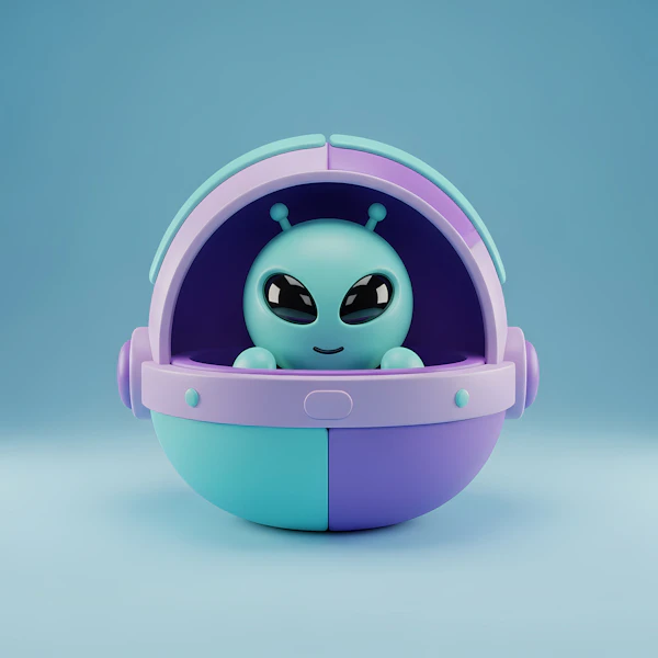Cartoon Alien in Pod