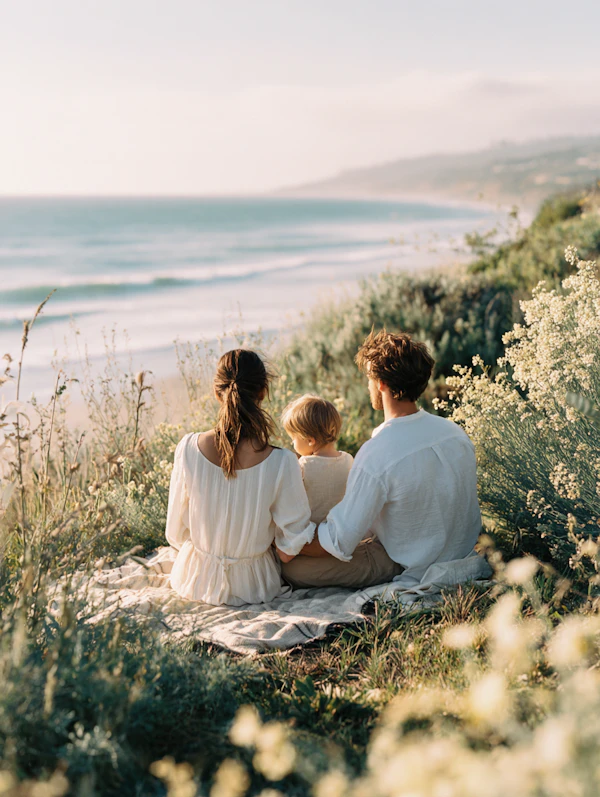 Family in Wildflower Field