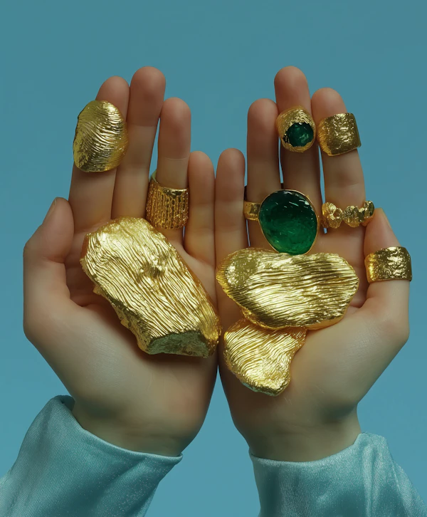 Hands with Gold Jewelry