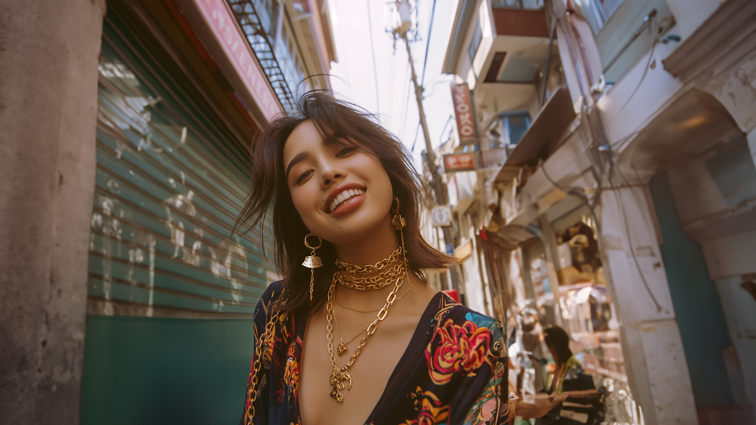 Joyful Woman in Urban Setting