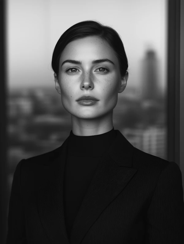 Poised Woman in Monochrome