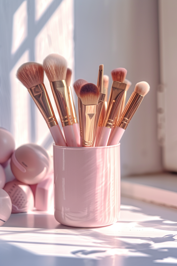 Elegant Makeup Brushes in Sunlight